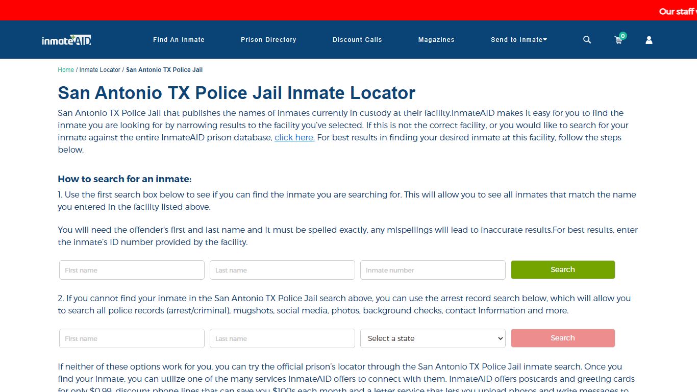 San Antonio TX Police Jail Inmate Locator