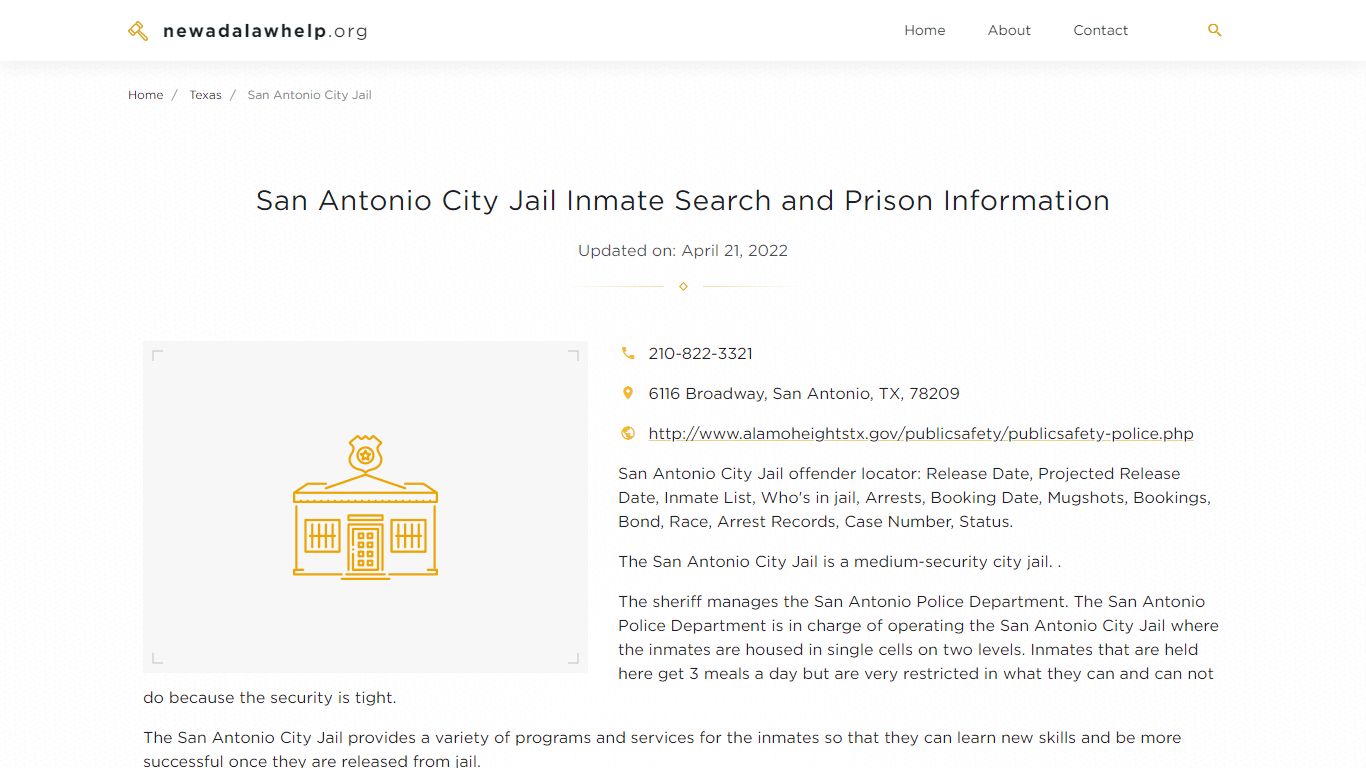 San Antonio City Jail Inmate Search, Visitation, Phone no ...